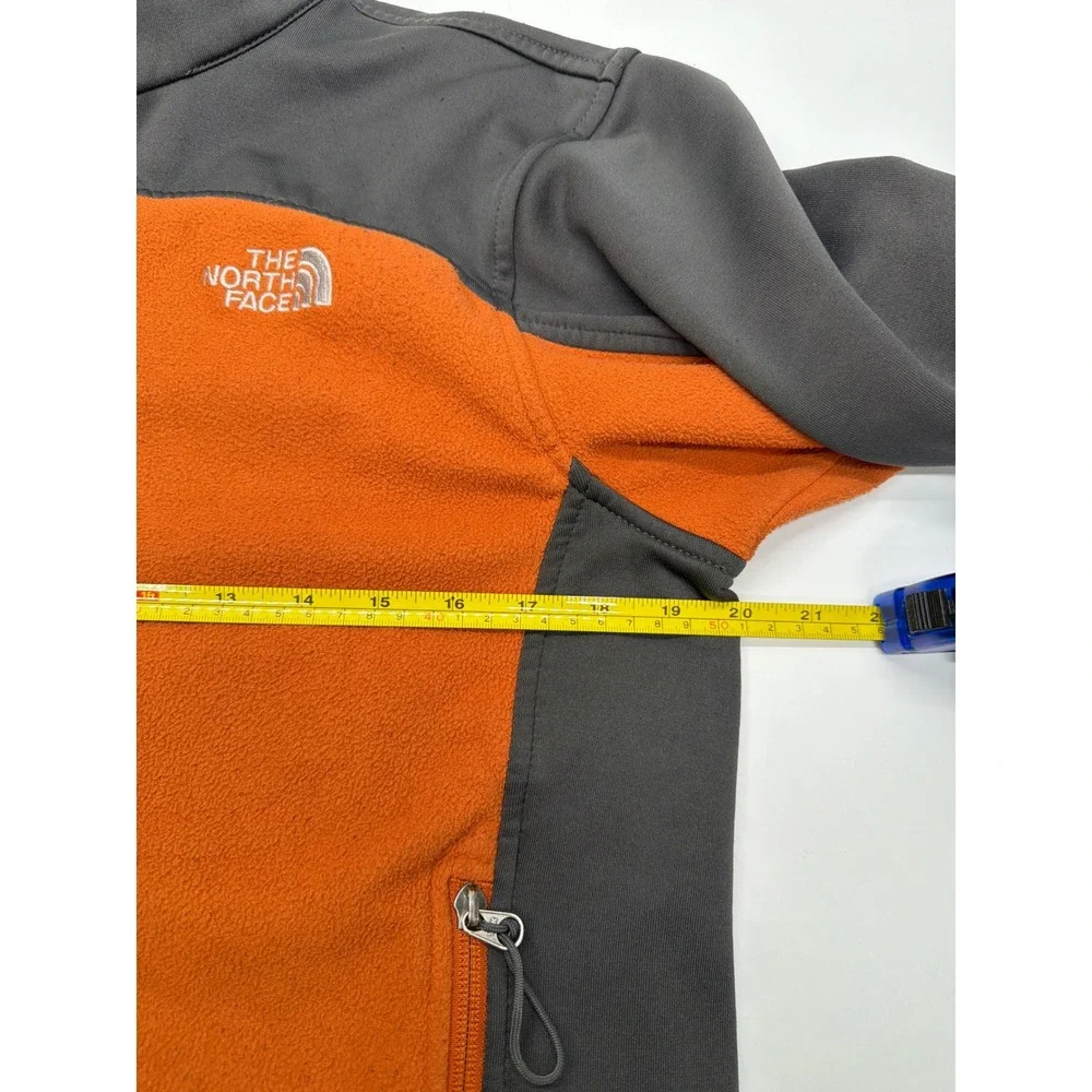 The‎ North Face Mens Full Zip Fleece Jacket Orange Grey Softshell Overlay Small